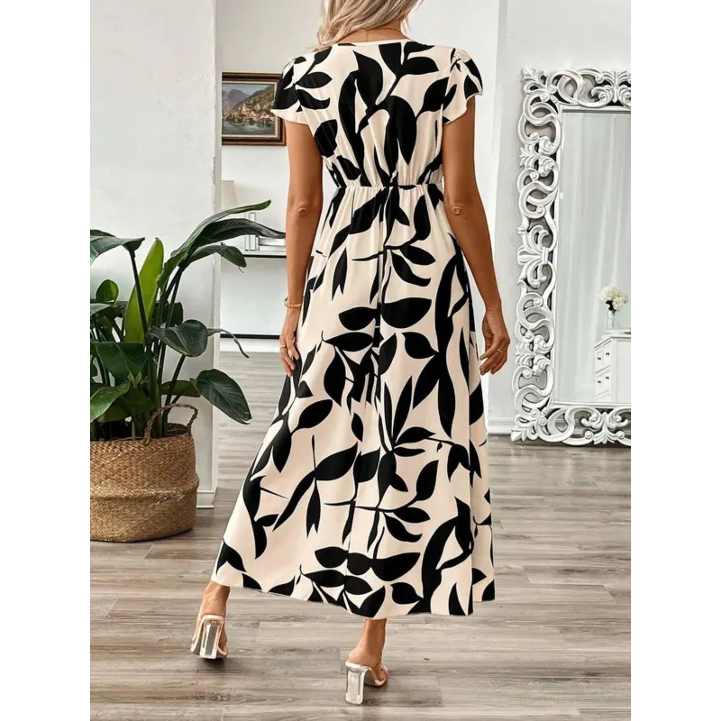 Odessa – Robe maxi élégante à imprimé feuillage
