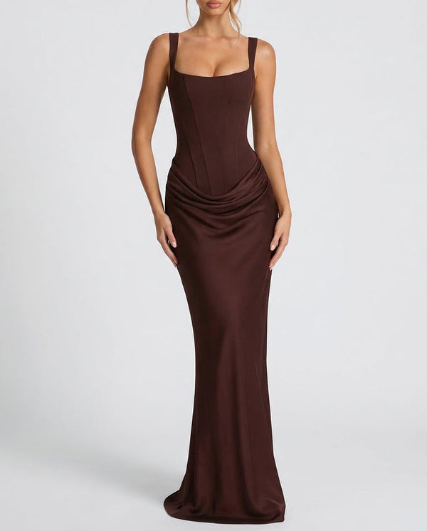 Sabine | Robe longue à corsage corset