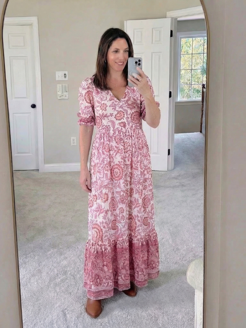 Clara – Robe midi fluide fleurie