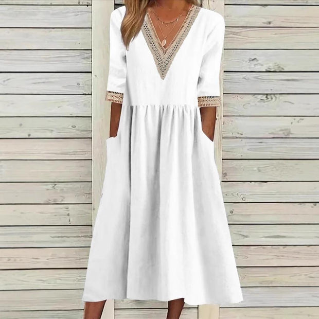 LIVIA | ROBE MI-LONGUE À DENTELLE