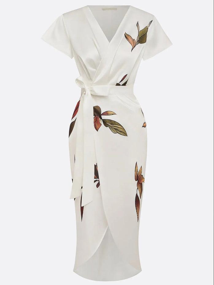 Harper – Robe portefeuille élégante à imprimé botanique