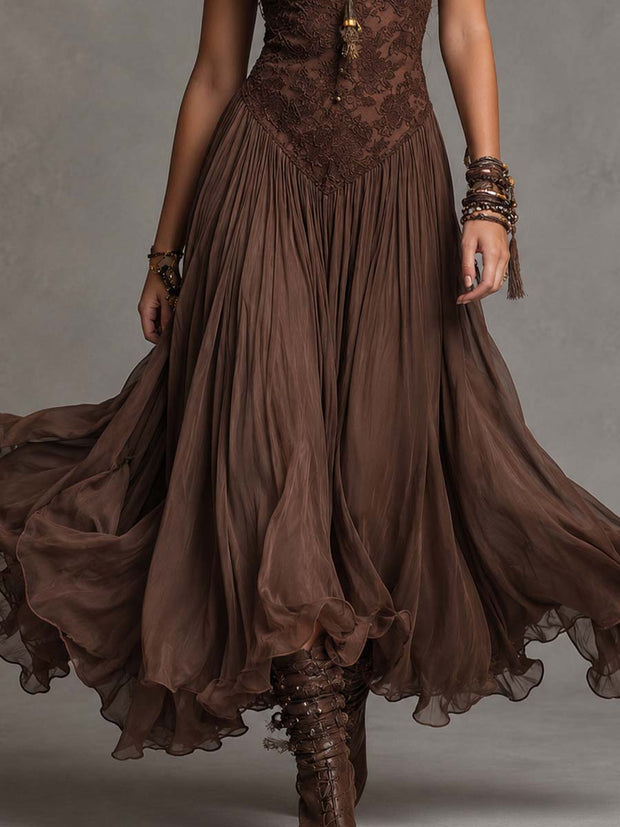 Ninon | Robe longue corset en dentelle brodée