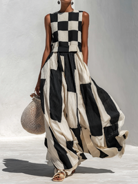 Audrey | Robe longue bicolore à empiècements contrastés