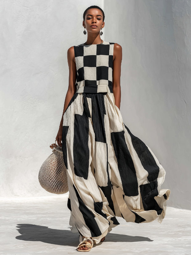 Audrey | Robe longue bicolore à empiècements contrastés