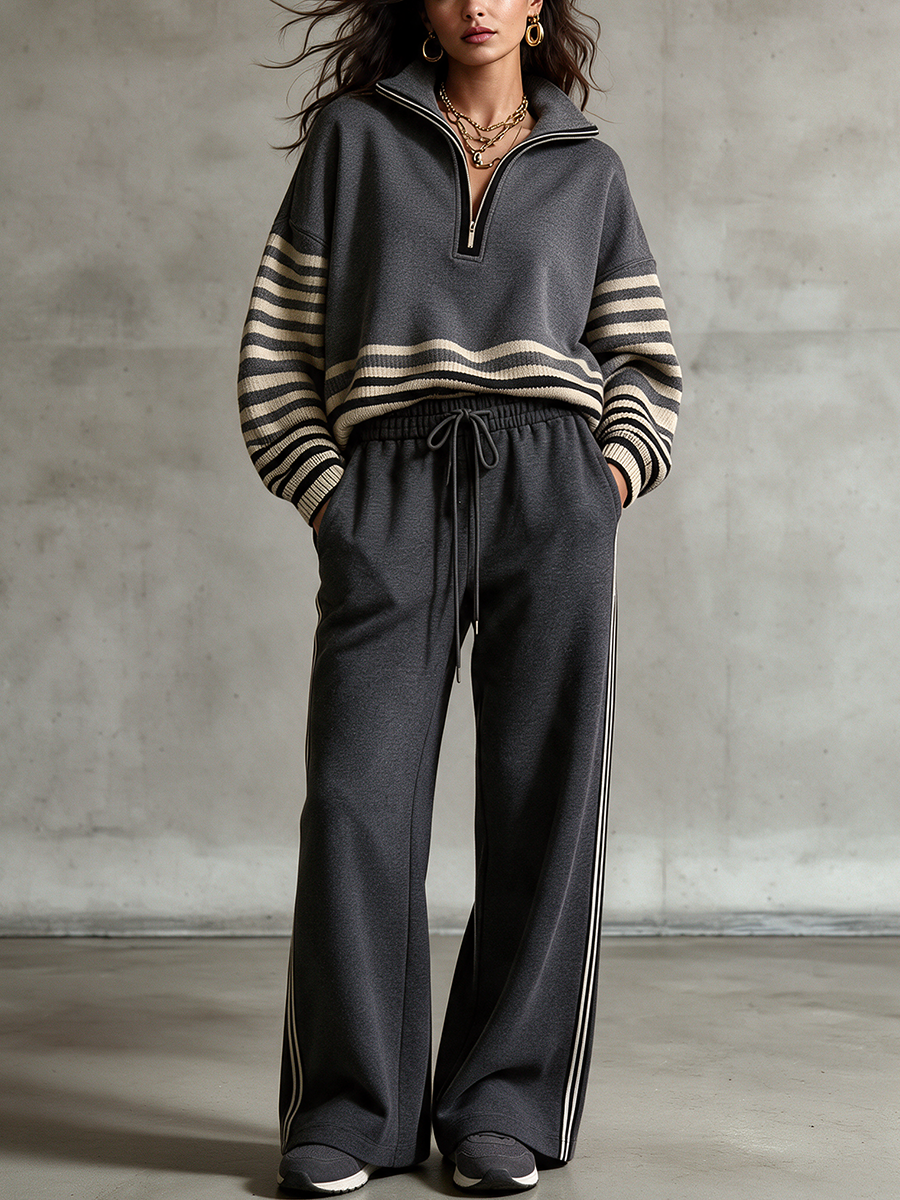 Marjolaine | Ensemble sweat zippé et pantalon large