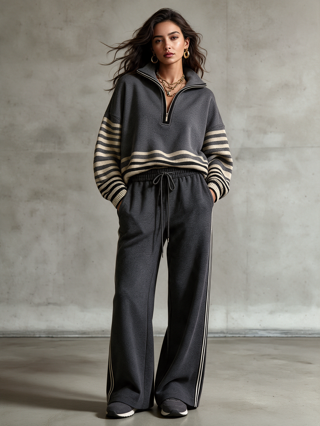 Marjolaine | Ensemble sweat zippé et pantalon large