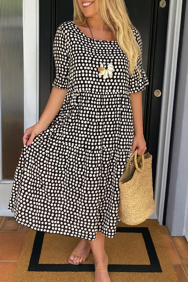 Isaure – Robe midi sable élégante