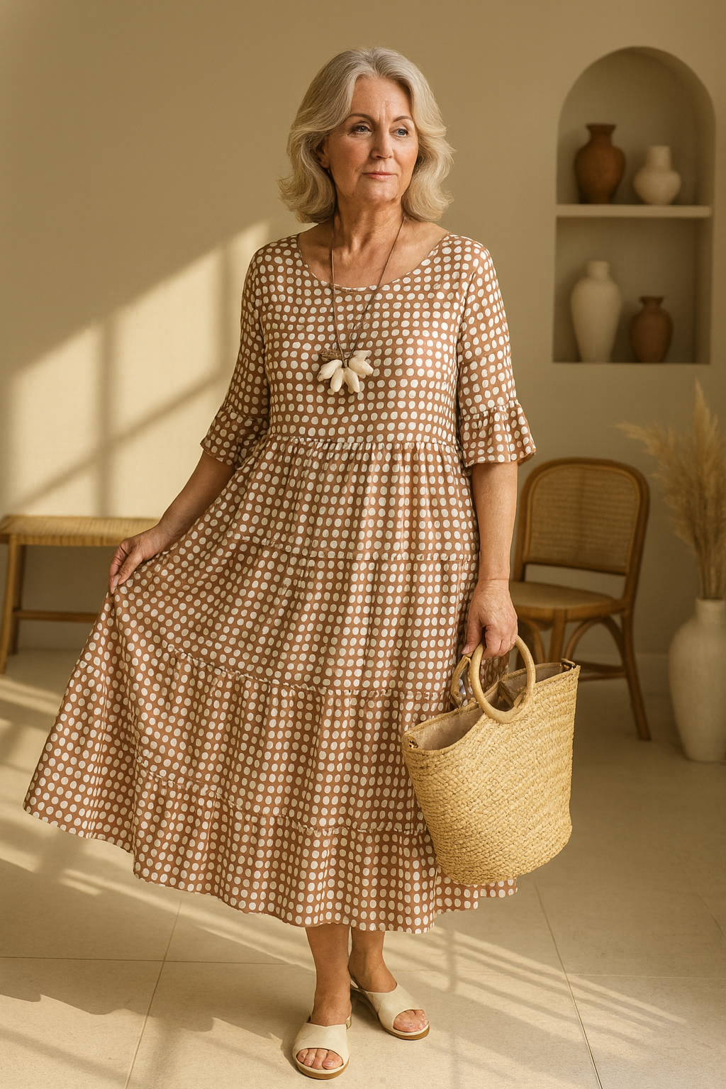 Iris – Robe midi sable élégante