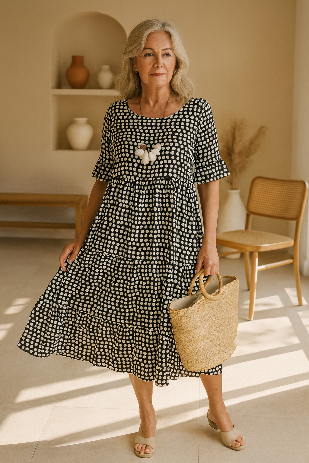 Iris – Robe midi sable élégante