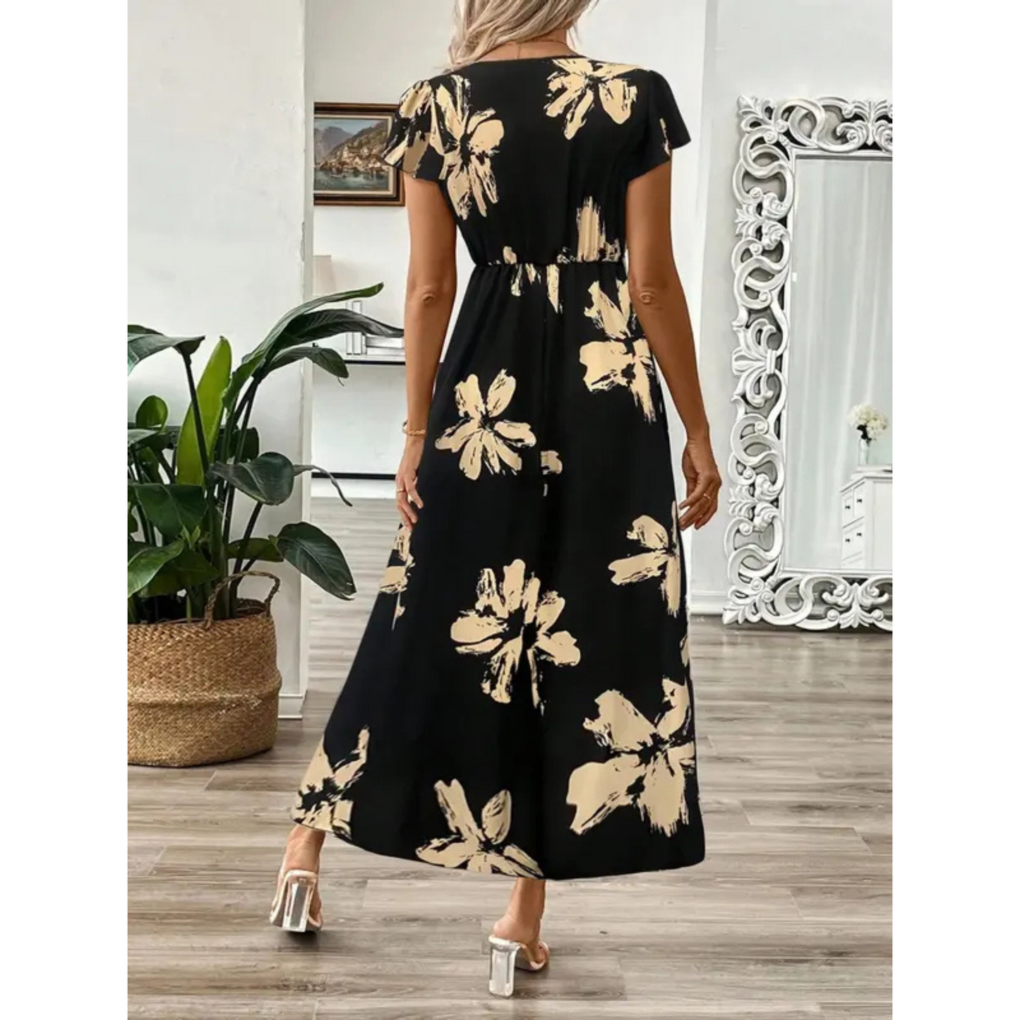 Odessa – Robe maxi élégante à imprimé feuillage