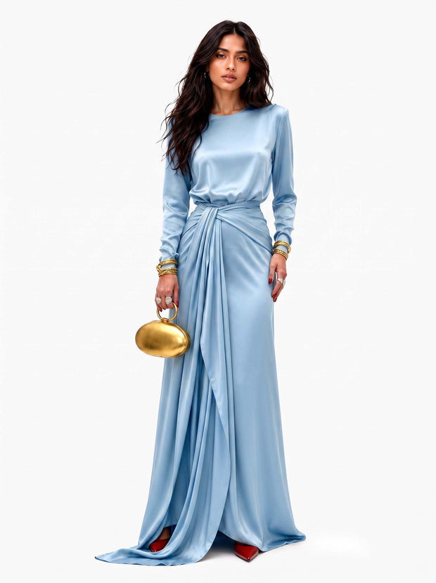 Alizée | Robe longue en satin drapé