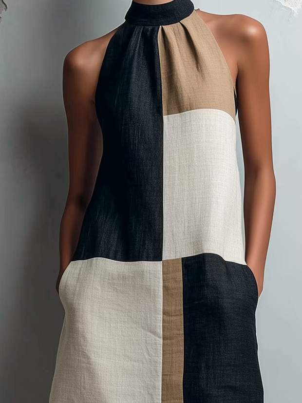 Roxane | Robe courte col halter bicolore