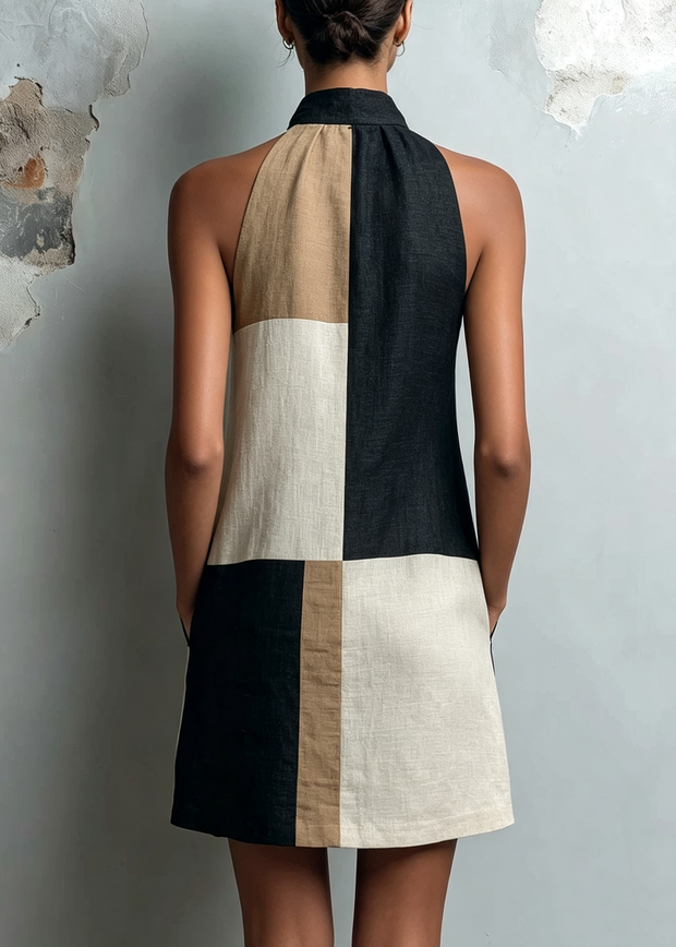 Roxane | Robe courte col halter bicolore