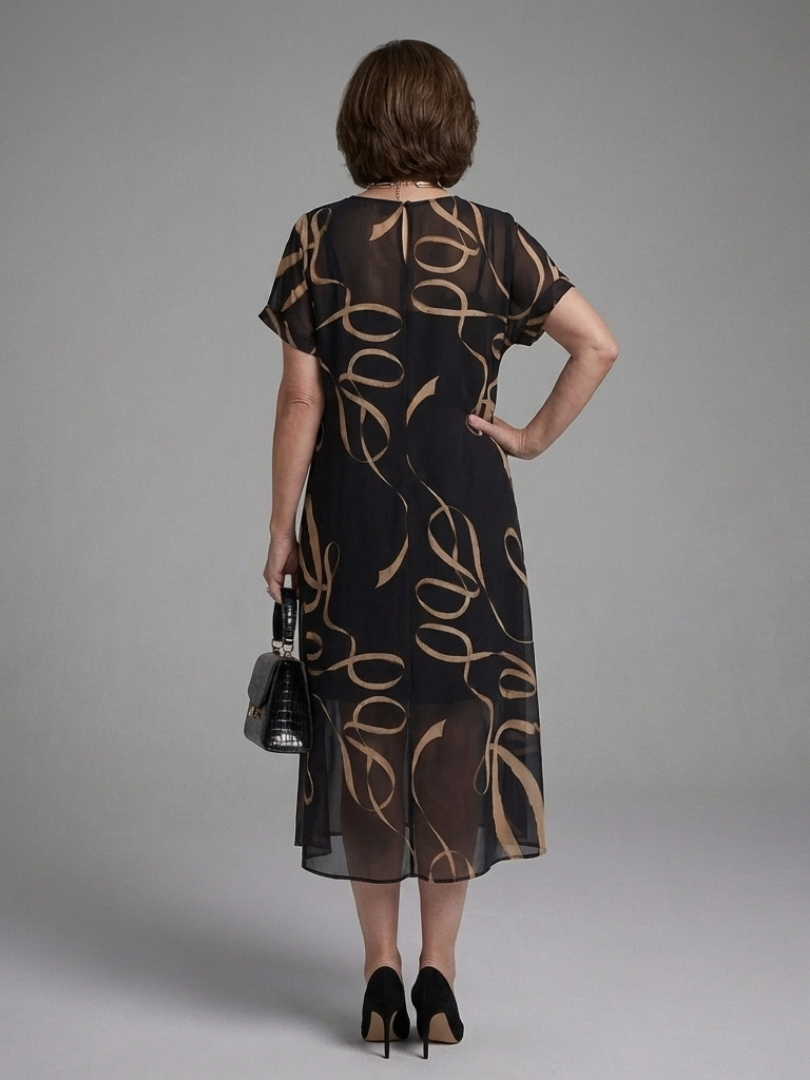 Astrid – Robe midi fluide imprimé abstrait