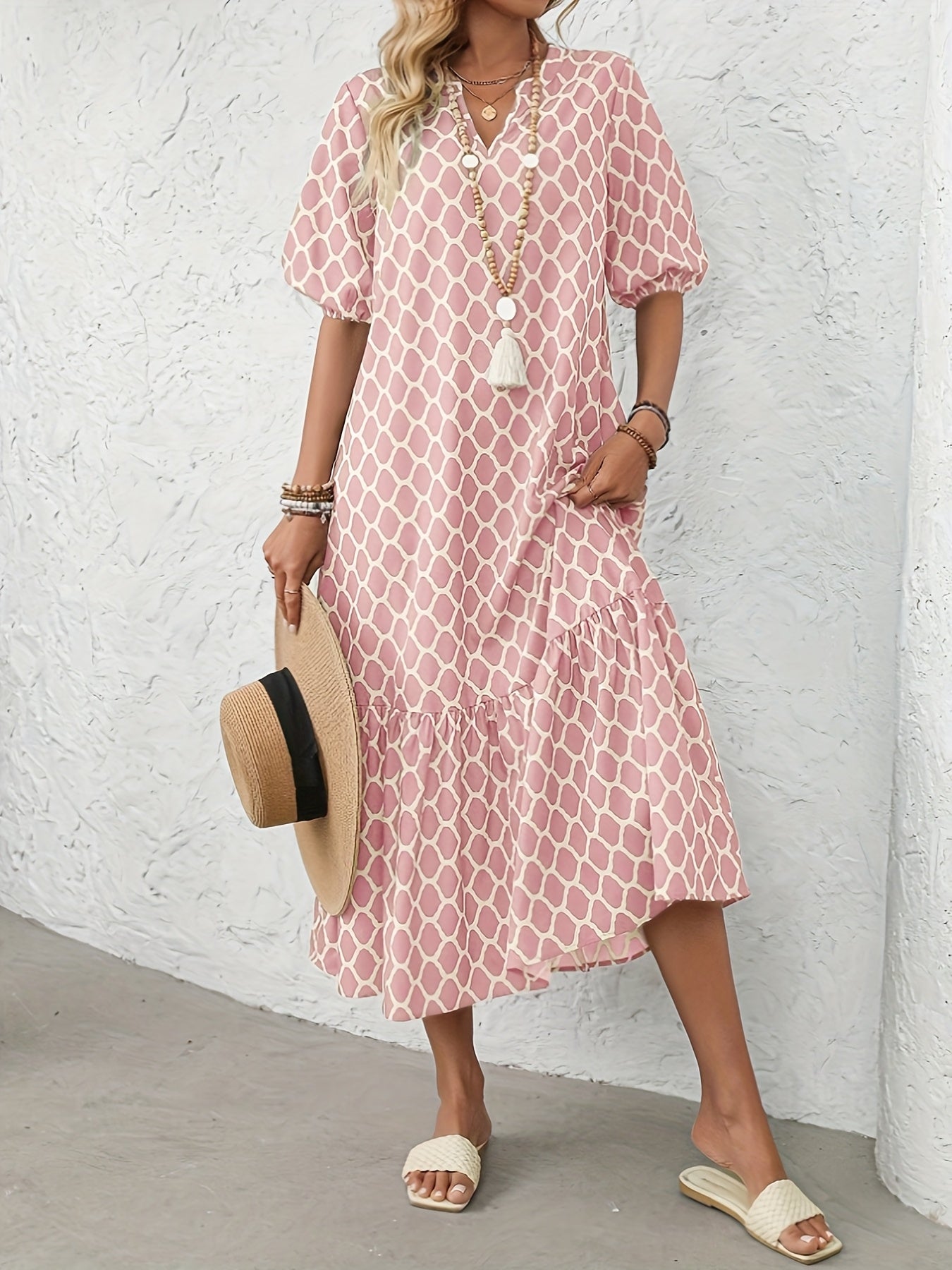 Rosalie – Robe midi fluide et confortable à motif élégant