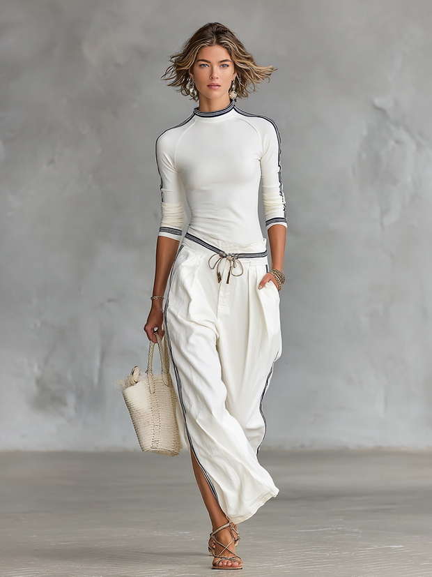 Romy | Ensemble sport chic à liserés contrastés