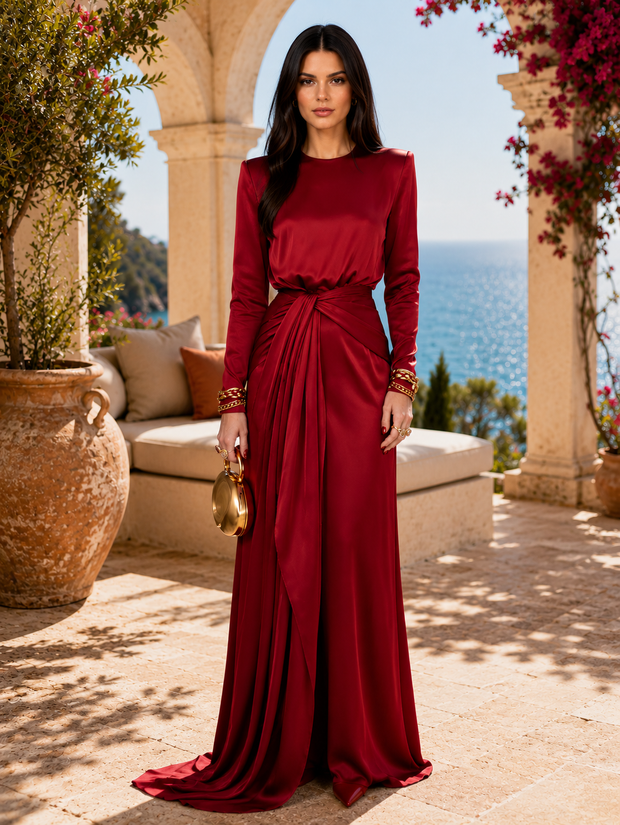 Alizée | Robe longue en satin drapé