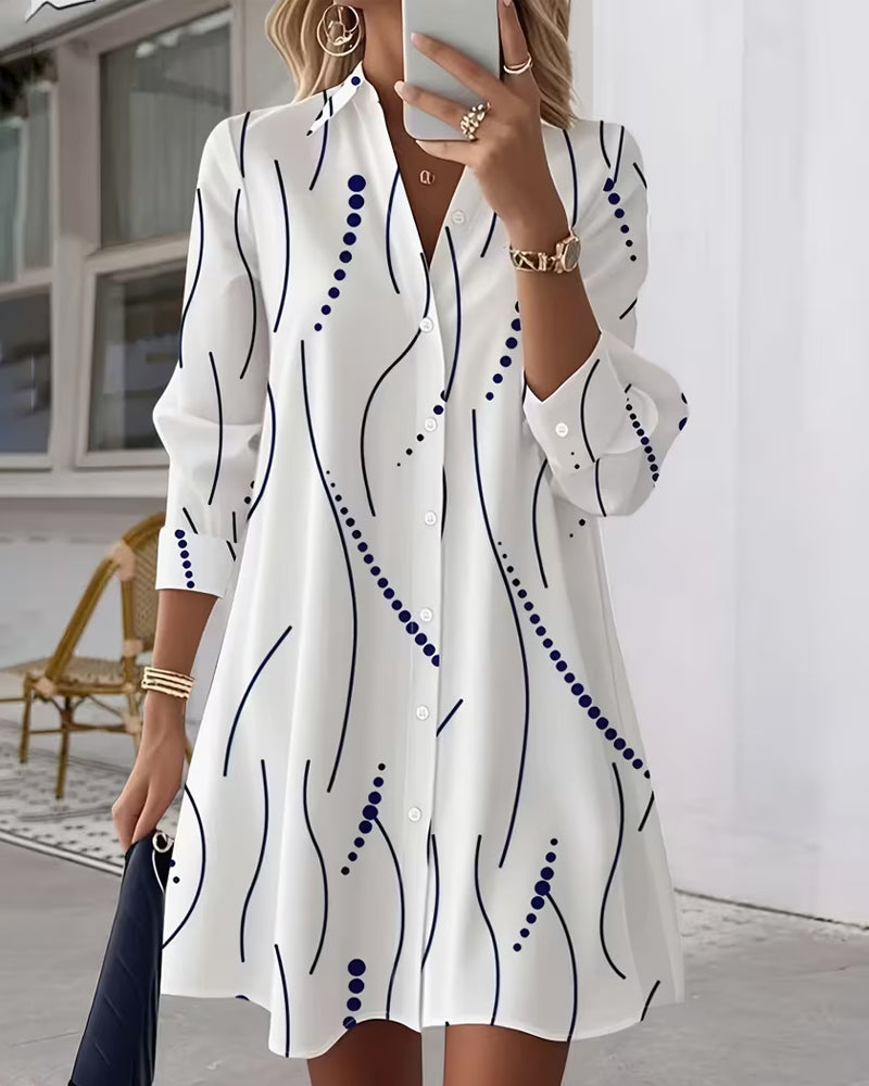 Camille – Robe chemise col ondulé
