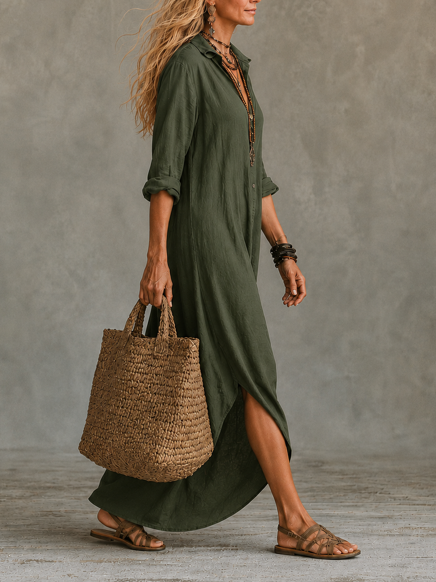 Vivienne | Robe longue chemise boutonnée