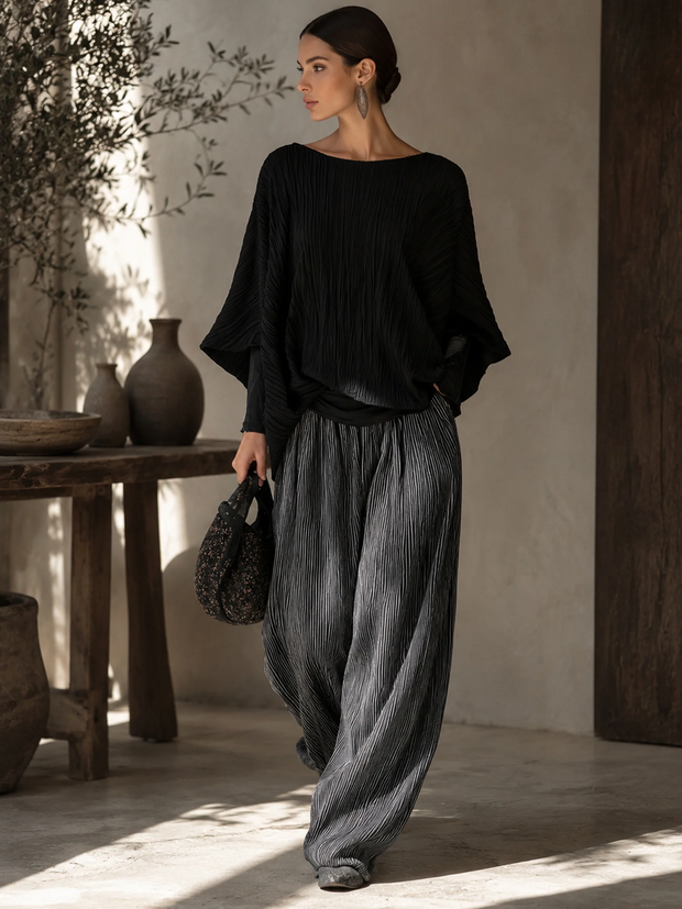 Gabrielle | Ensemble plissé et pantalon large