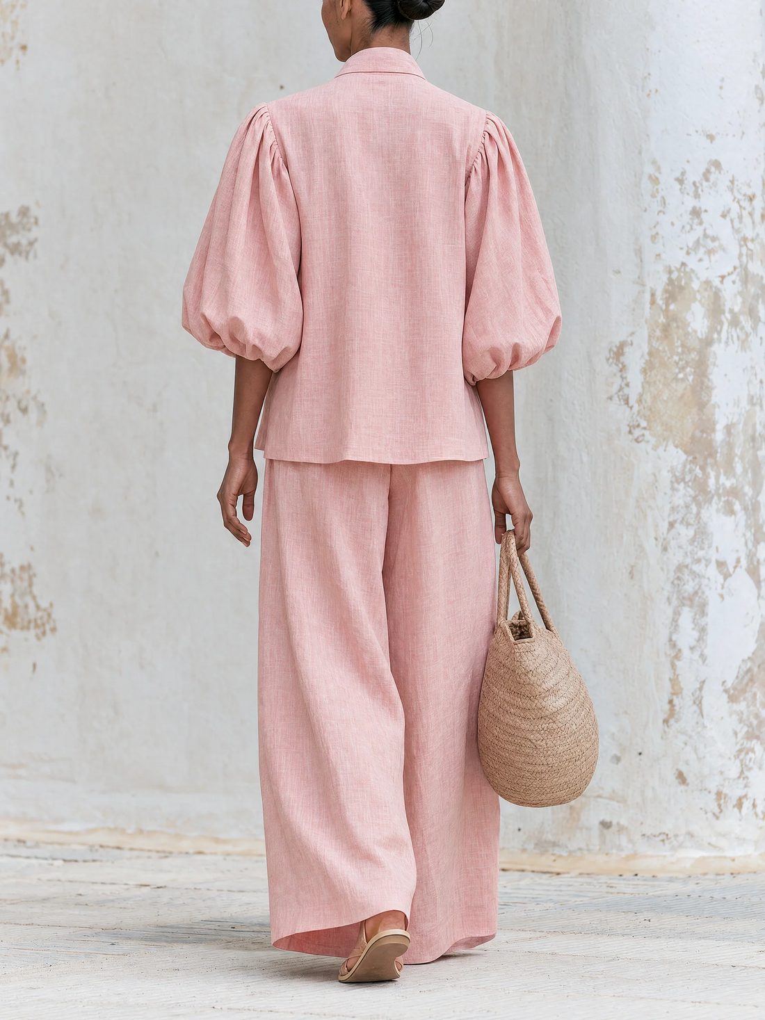 Inès | Ensemble col lavallière et pantalon large
