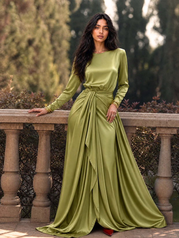 Alizée | Robe longue en satin drapé