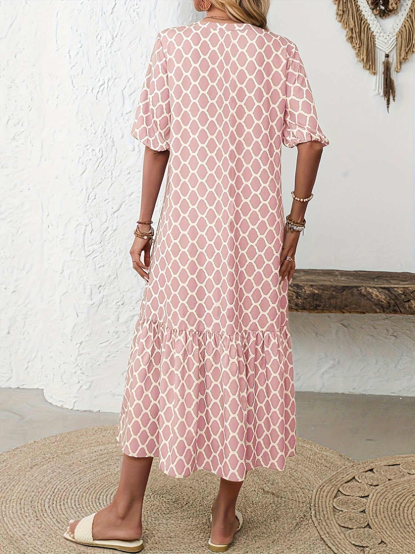 Rosalie – Robe midi fluide et confortable à motif élégant