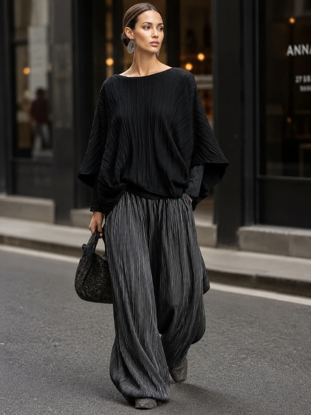 Gabrielle | Ensemble plissé et pantalon large