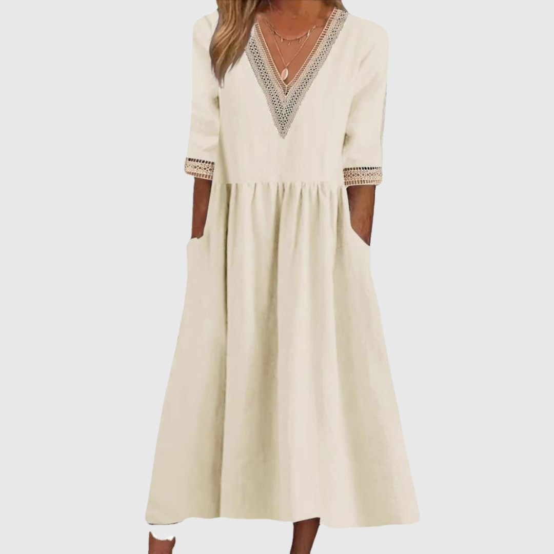 LIVIA | ROBE MI-LONGUE À DENTELLE