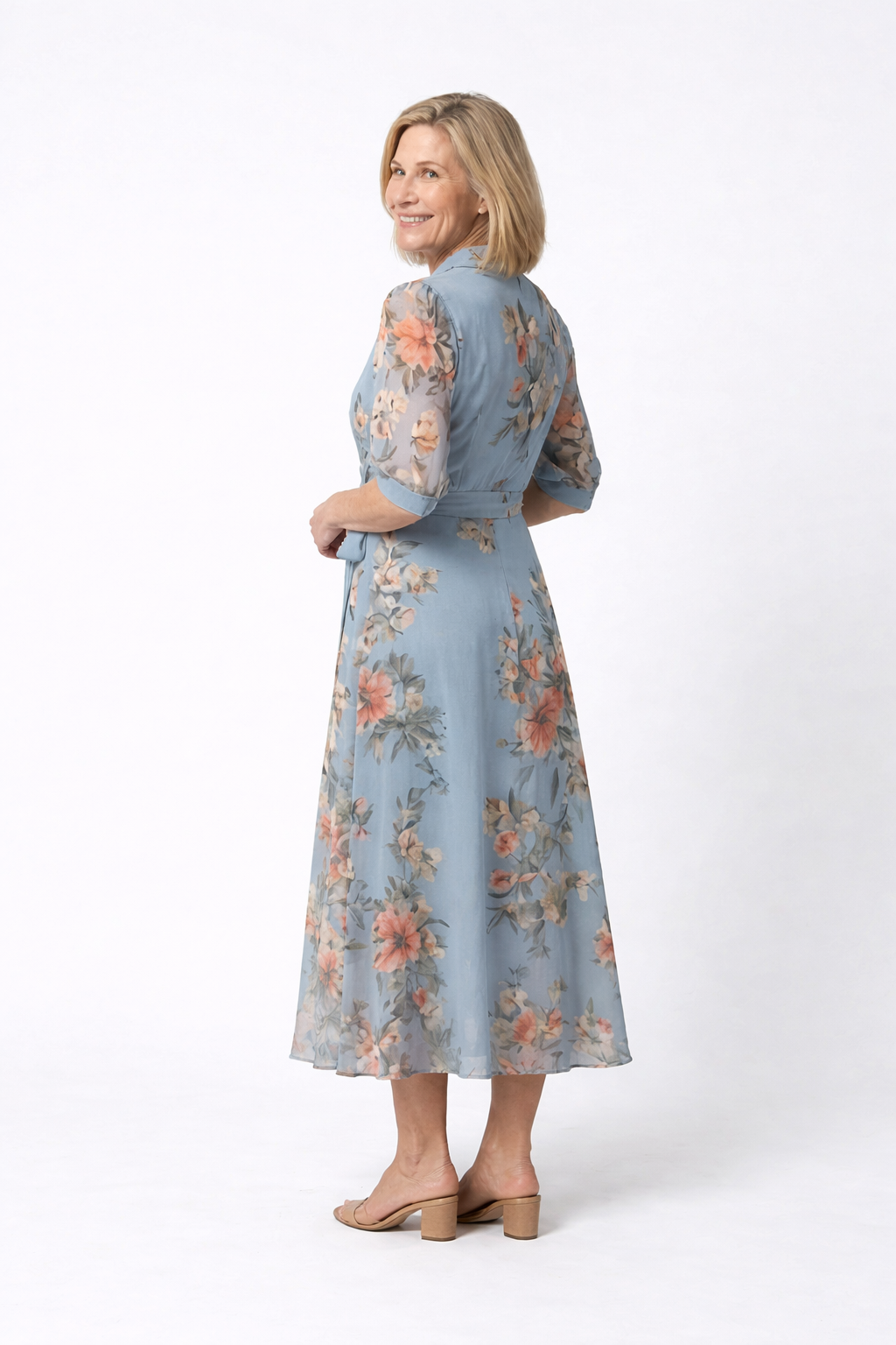 Camille – Robe midi portefeuille fleurie