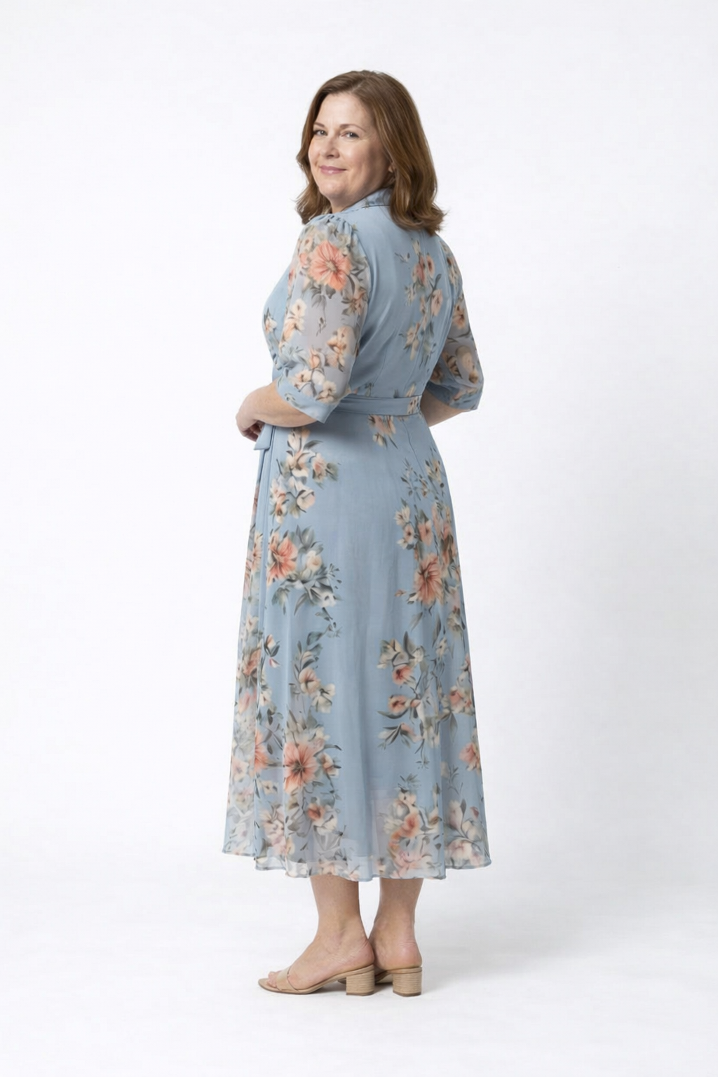 Agnès – Robe midi portefeuille fleurie