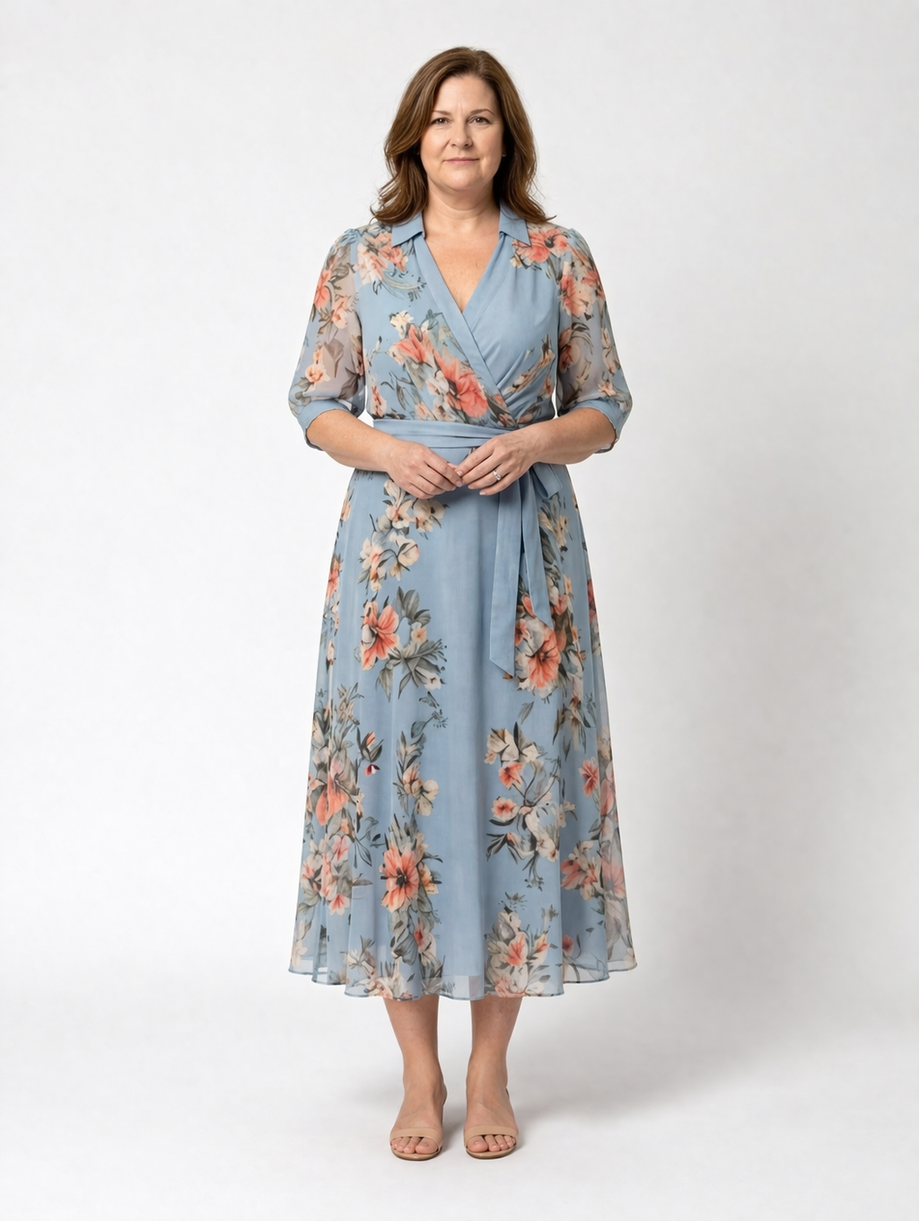 Camille – Robe midi portefeuille fleurie