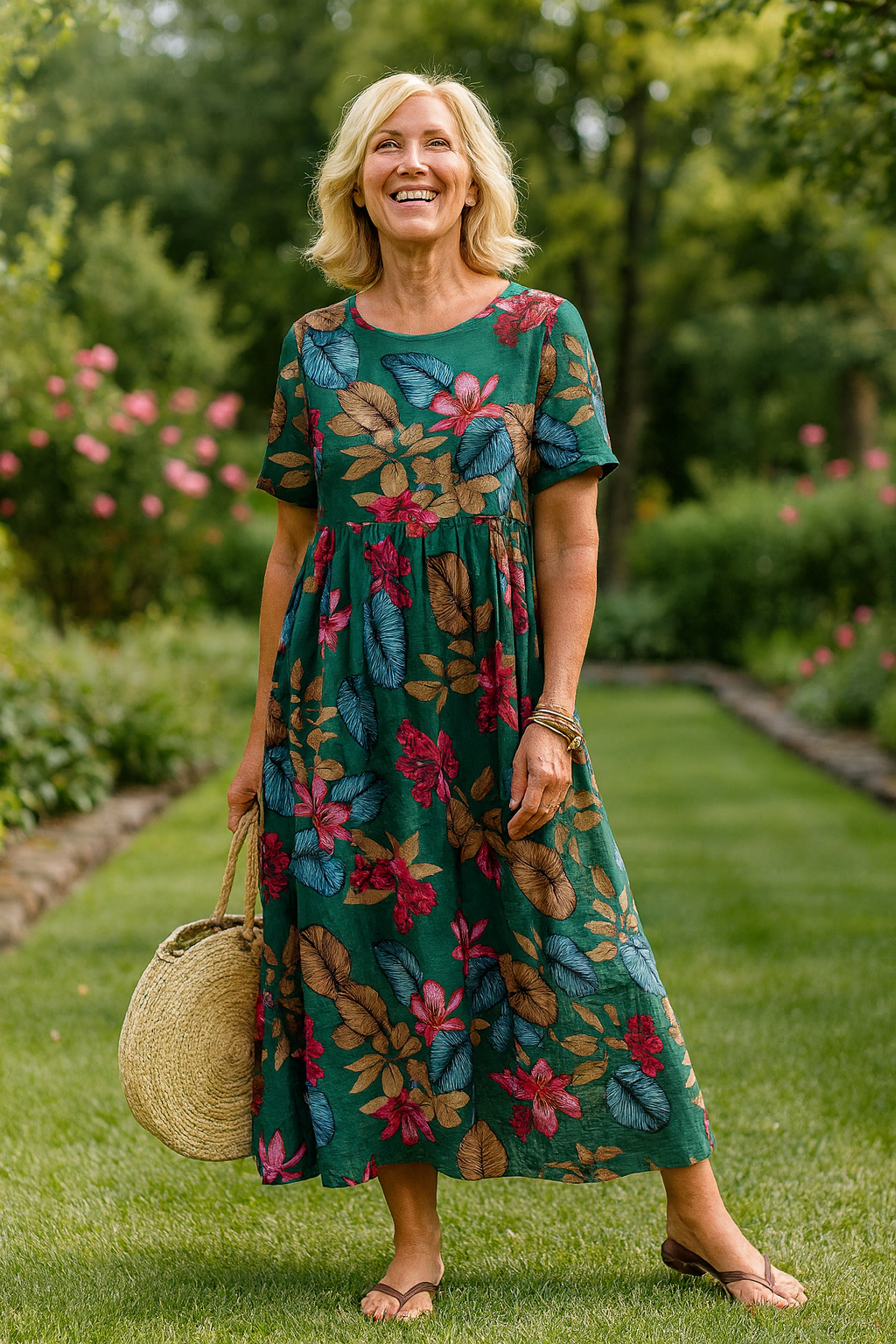 Agathe | Robe midi fleurie à manches papillon