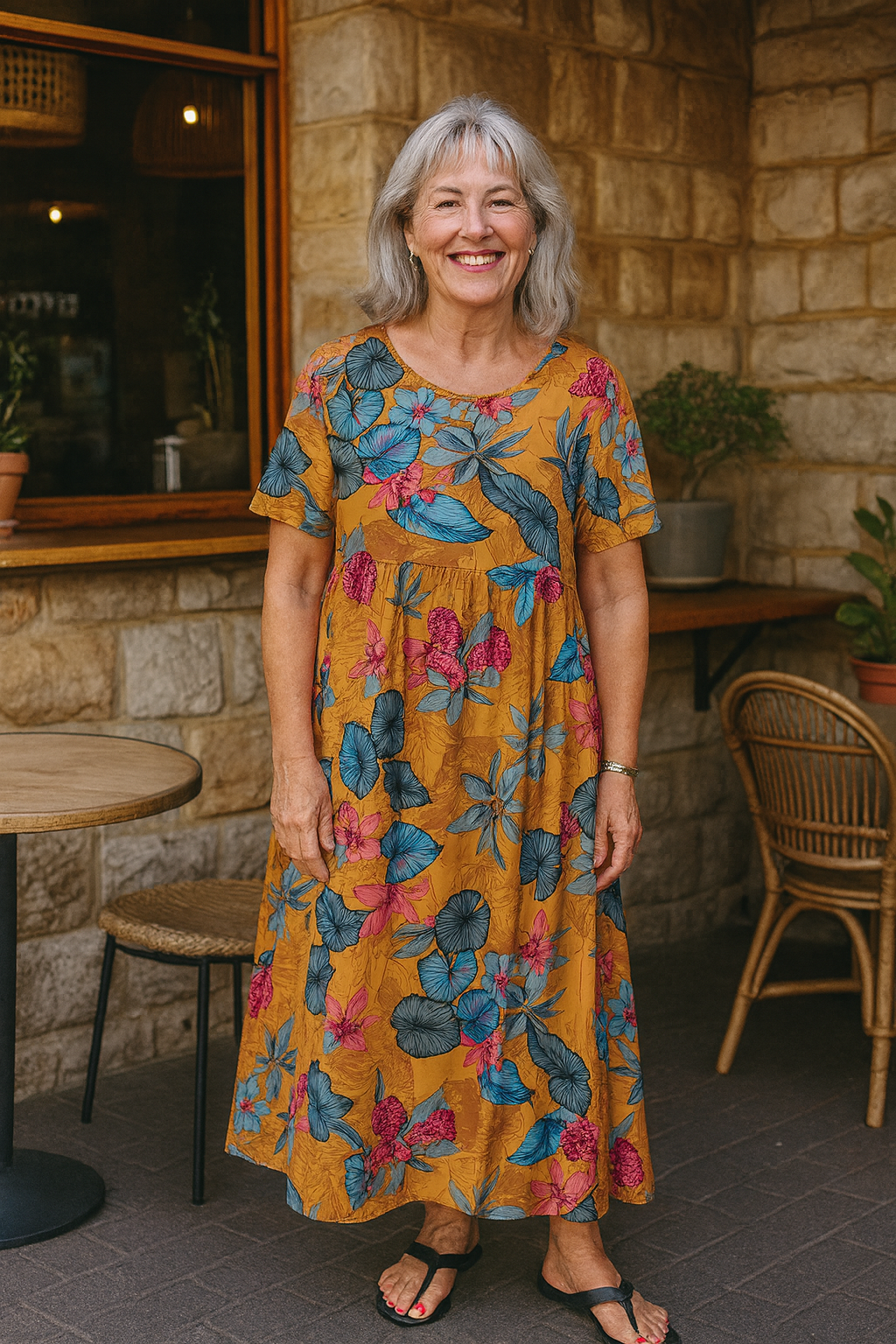 Agathe | Robe midi fleurie à manches papillon