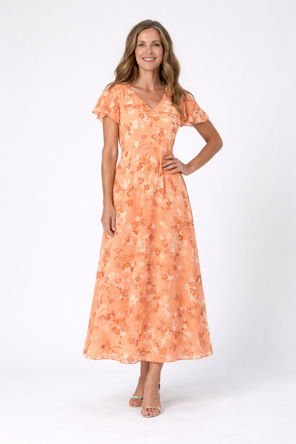 Ismérie – Robe longue fleurie en chiffon