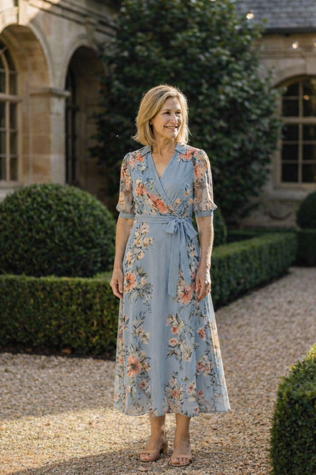 Camille – Robe midi portefeuille fleurie