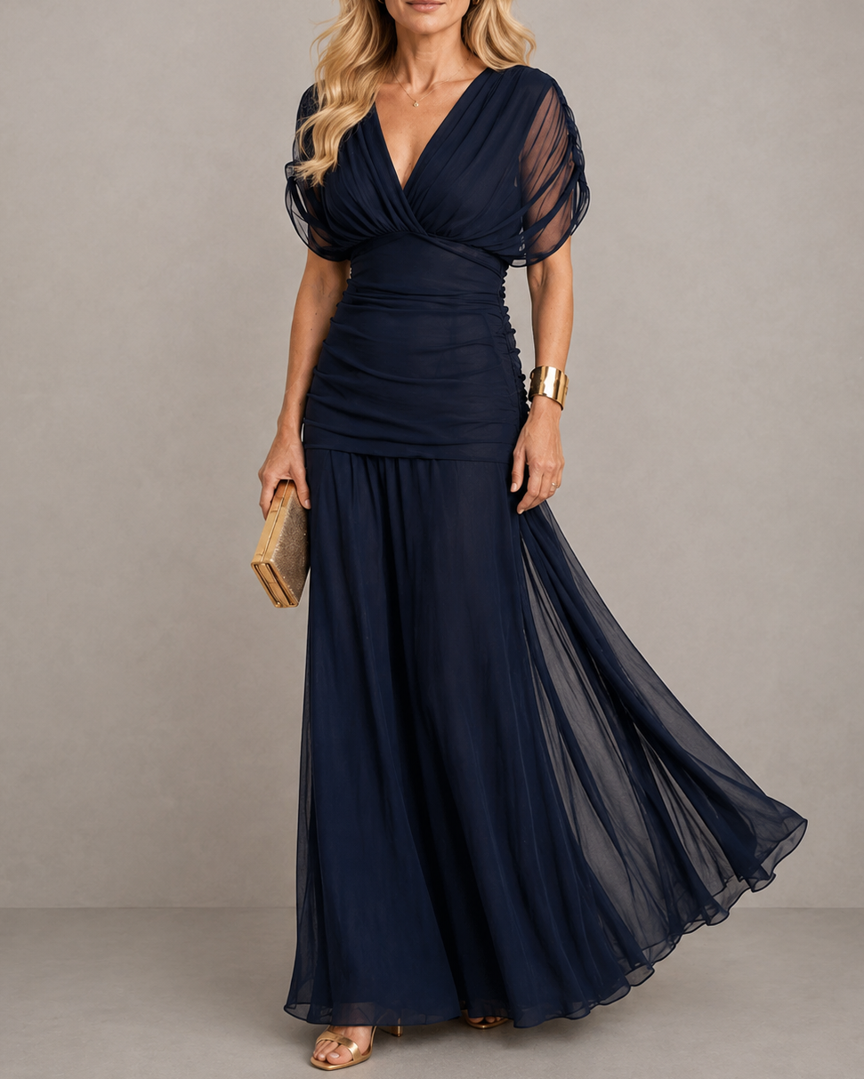 Sidonie | Robe midi plissée à manches courtes