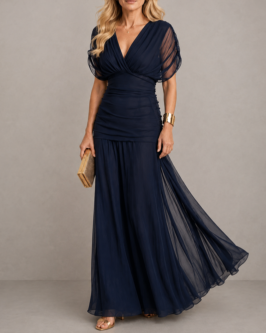 Sidonie | Robe midi plissée à manches courtes