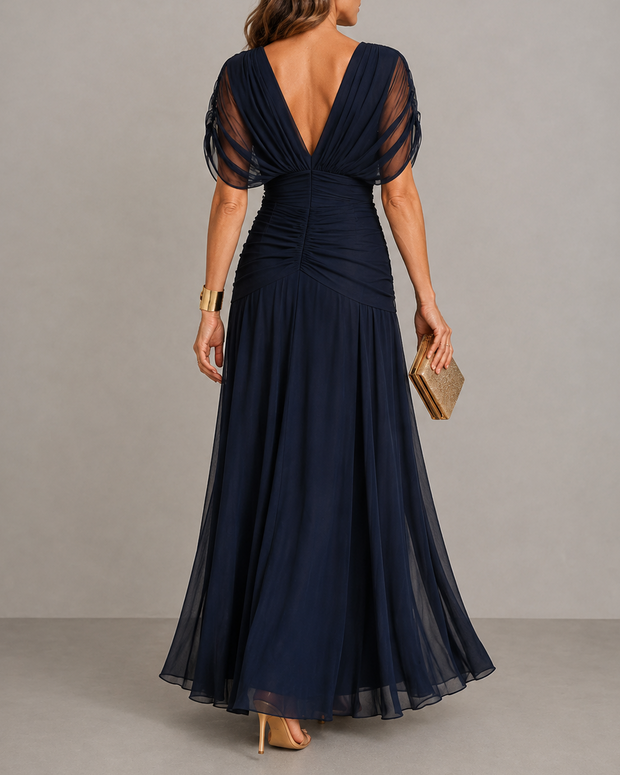Sidonie | Robe midi plissée à manches courtes
