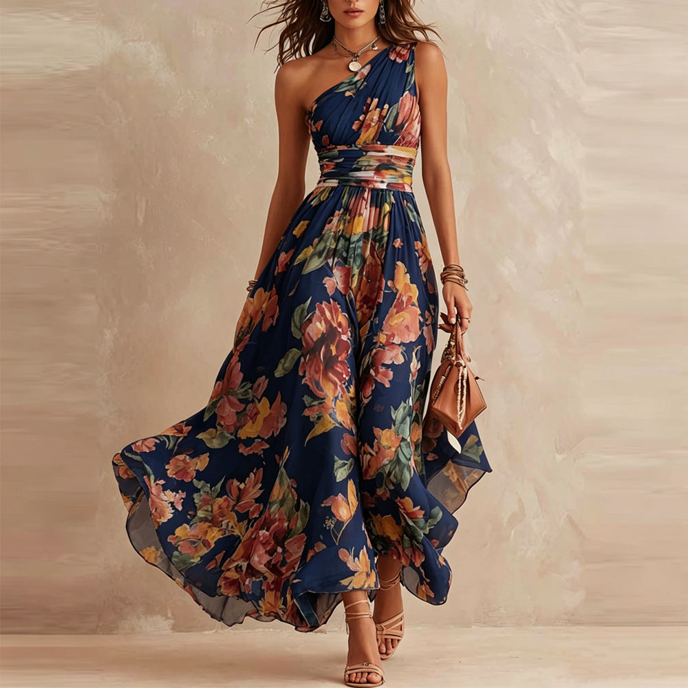 Aurora | Robe longue fleurie asymétrique