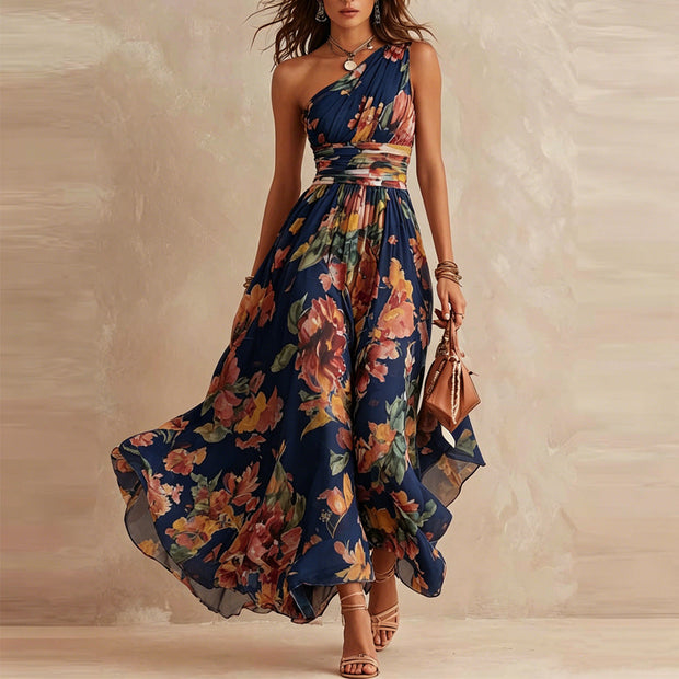 Aurora | Robe longue fleurie asymétrique