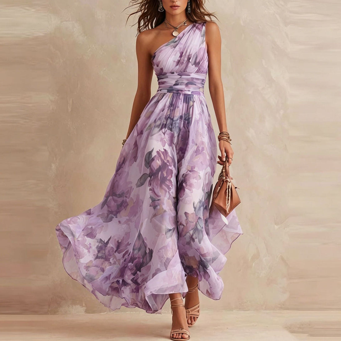 Aurora | Robe longue fleurie asymétrique