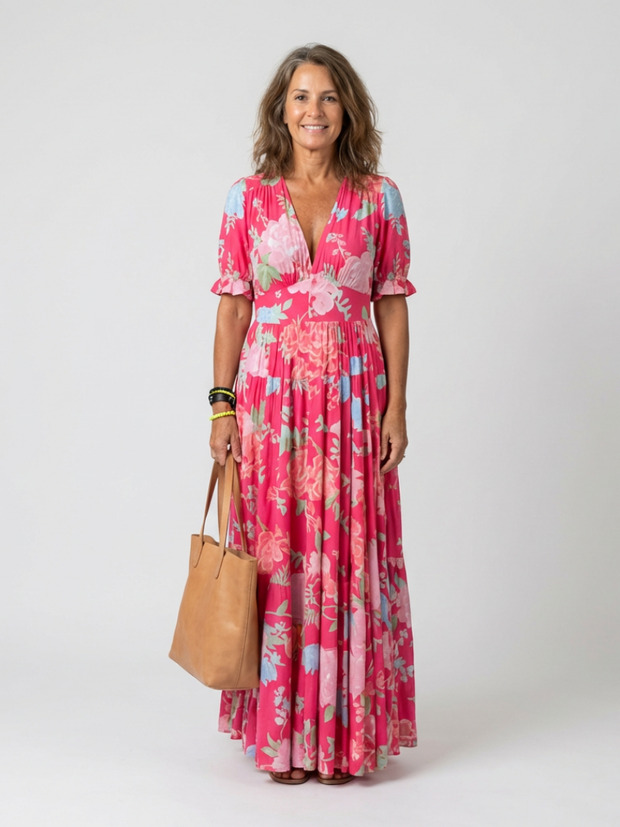 Lucie – Robe longue fluide fleurie
