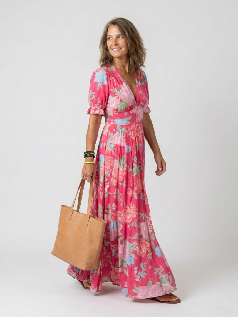 Lucie – Robe longue fluide fleurie