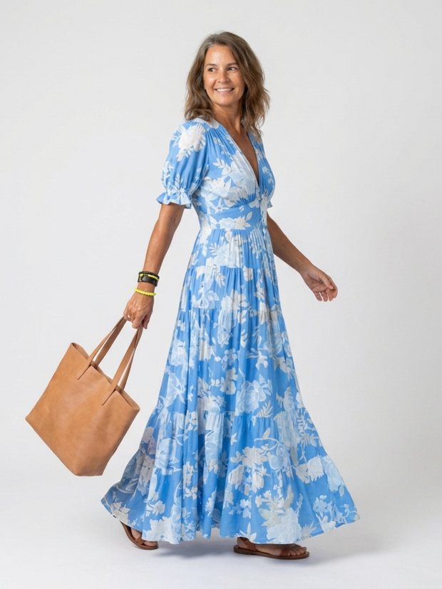 Lucie – Robe longue fluide fleurie