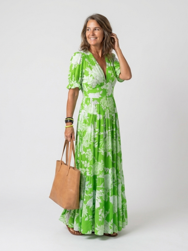 Lucie – Robe longue fluide fleurie