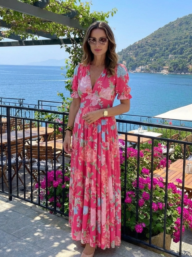 Lucie – Robe longue fluide fleurie