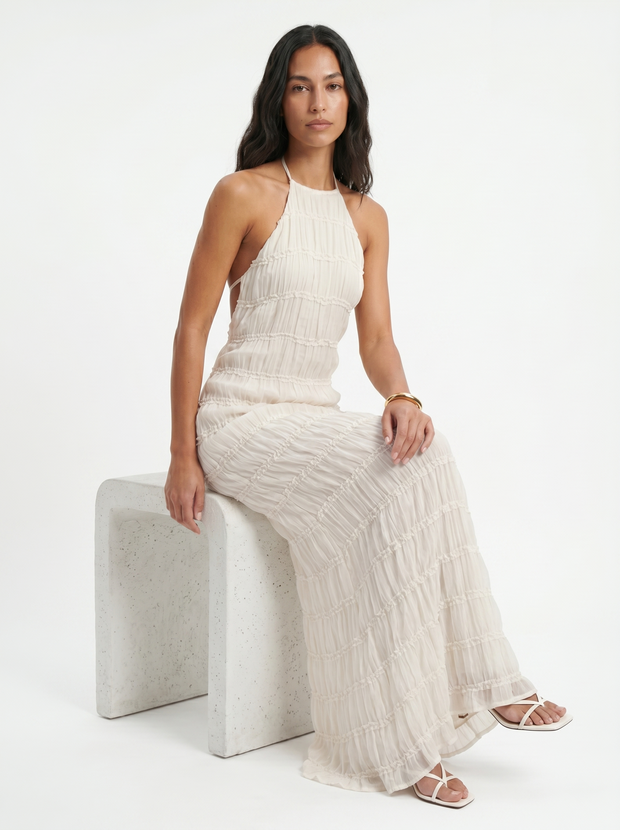Angela | Robe longue à volants étagés