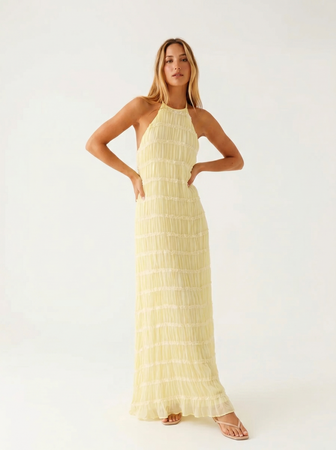 Angela | Robe longue à volants étagés