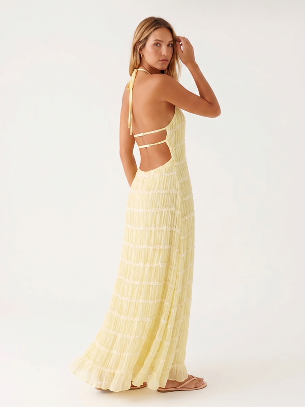 Angela | Robe longue à volants étagés